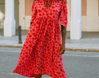 ALMA RED DRESS - Summer Floaty Boho Dress