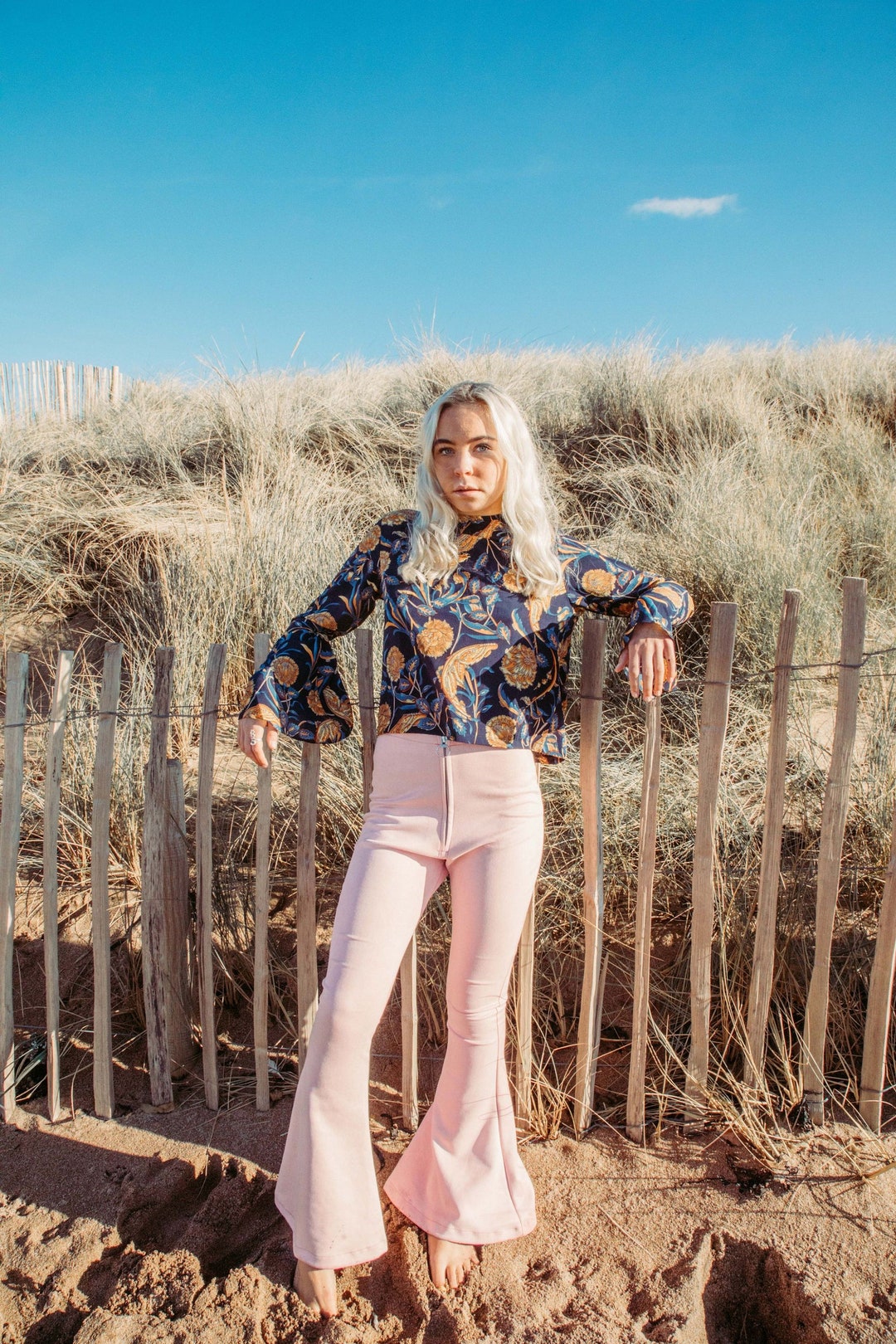 SAMMY SUEDE FLARES - Baby Pink Retro Pants - Etsy