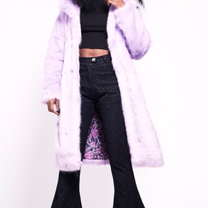 BUFFY Faux Fur Coat - Lilac Lush Long Maxi Purple Fur Jacket