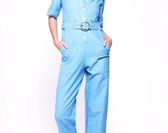 HEIDI Sky Blue Retro Jumpsuit