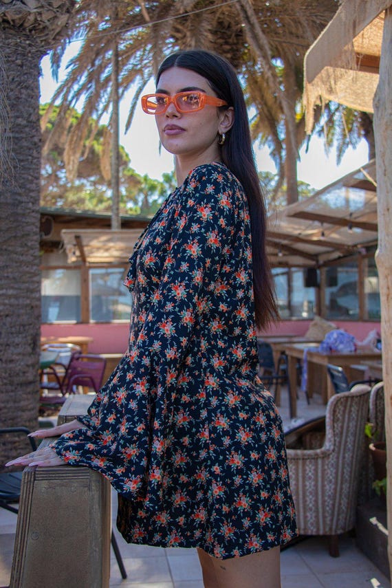 ALETA English Rose - Bell Sleeve 60's / 70s Style Mini Dress - Etsy Finland