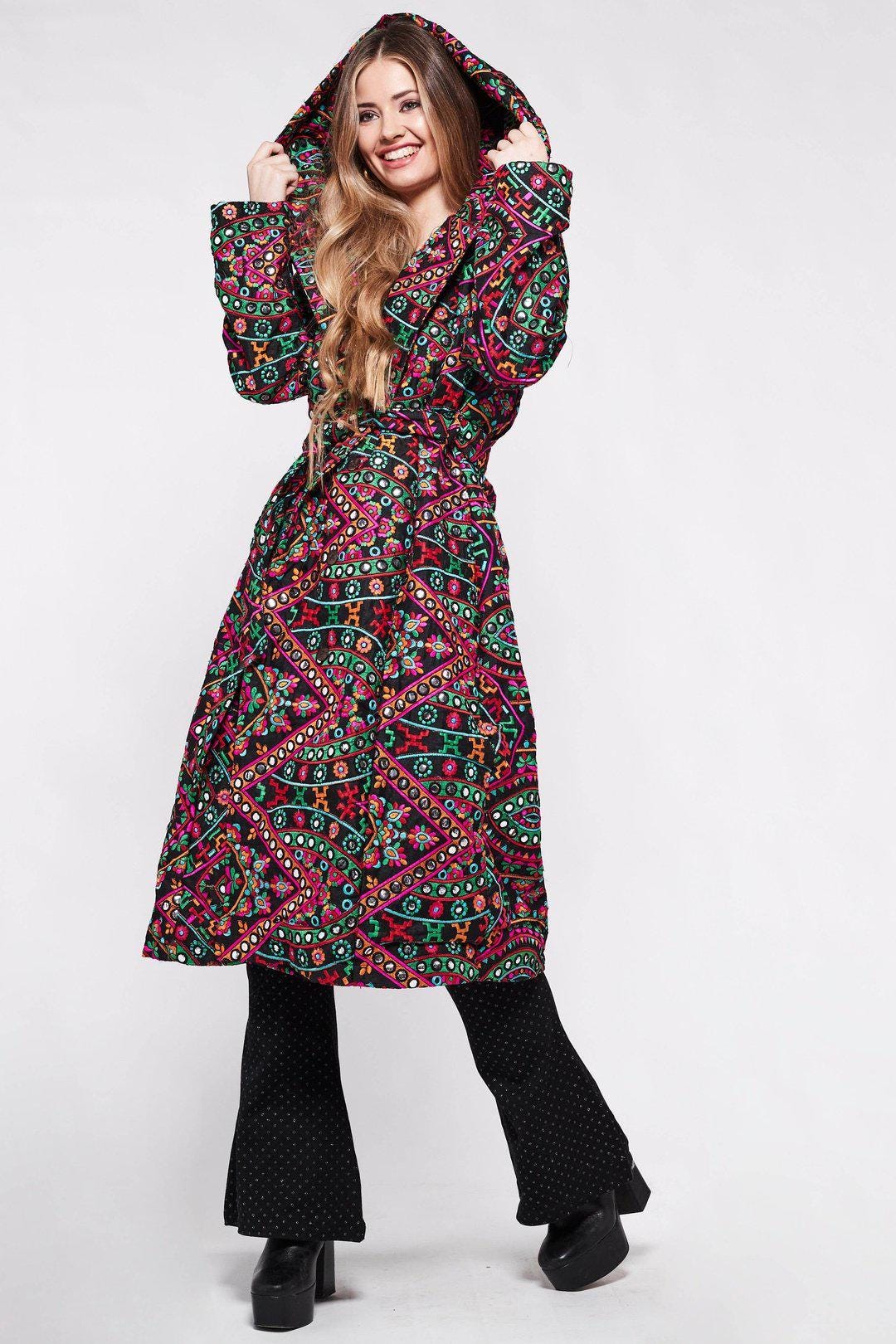 PIXIE Mirror Embroidery Hooded Coat - Etsy