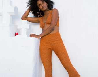 LU CROP TOP - Burnt Orange Disco Festival Top