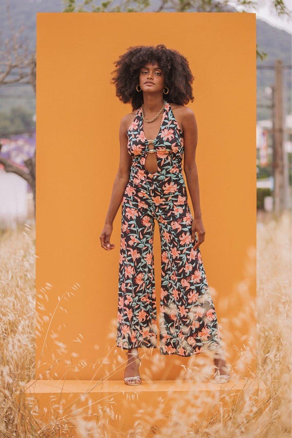 LARA Jumpsuit Tropical Floral Etsy