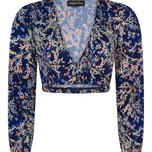 SELINA CROP Blue Floral Summer Top image 2