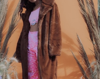 BUFFY FAUX FUR - Brown Long Coat