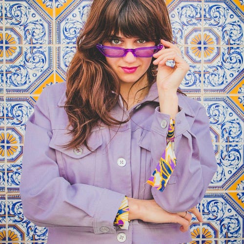 Veste en jean Dusty Lavender : coupe courte et décontractée