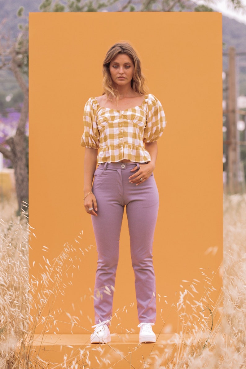 MILLIE PANTS Lavender Denim High Wasted Pants // Lavender Jeans Y2k 90's Style // Pastel Purple Trousers image 1