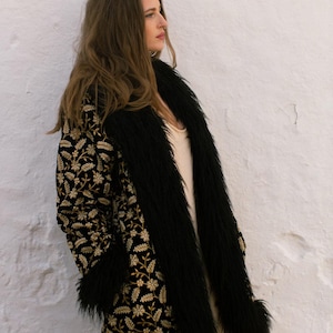 NIGELA Penny Lane Afghan Coat Black Fur
