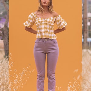 MILLIE PANTS Lavender Denim High Wasted Pants // Lavender Jeans Y2k 90's Style // Pastel Purple Trousers image 2