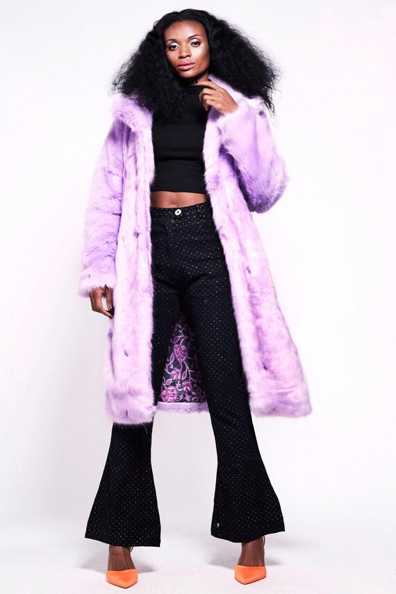BUFFY Faux Fur Coat Lilac Lush Etsy