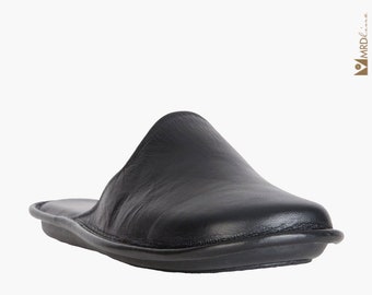Leather Handmade Slipper Unisex Blue Color Leather Handmade Slipper Gift For Women Gift For Men