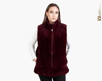 Fashionable reversible mink fur vest in three colours