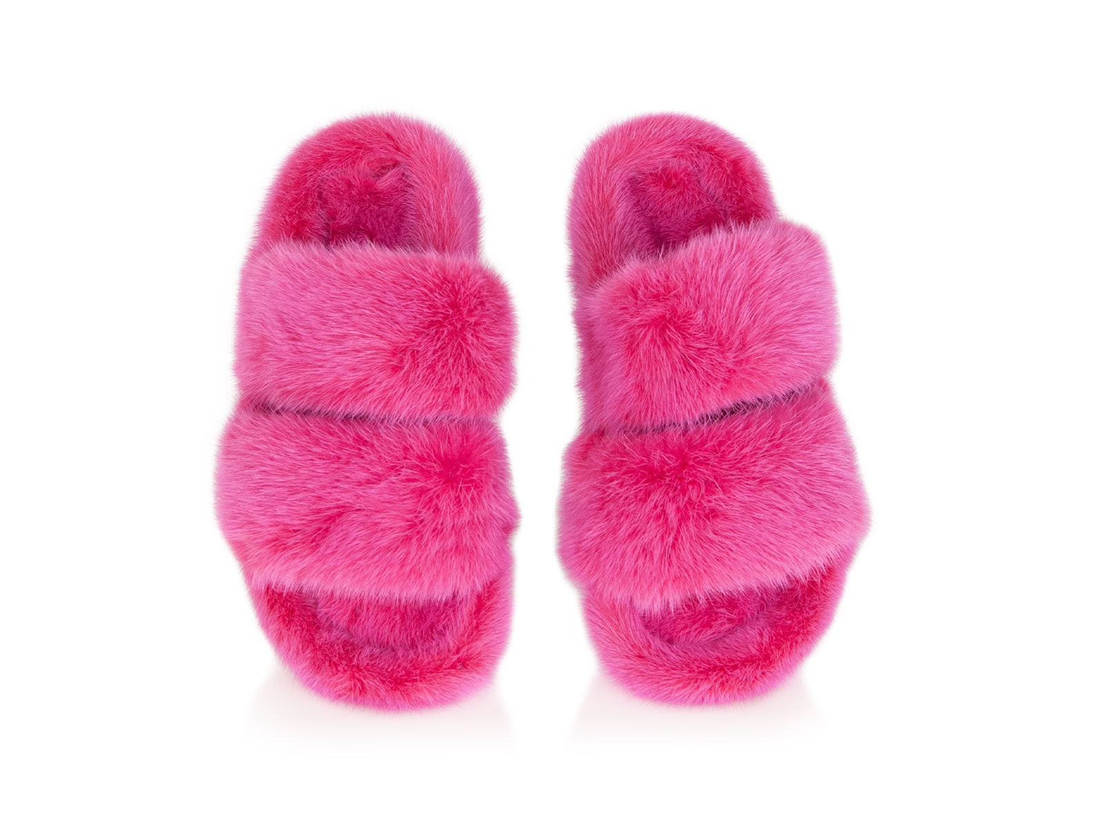 Pink Real Mink Fur Slippers Slides Fur Sandals Personalized Initial Gift for  her