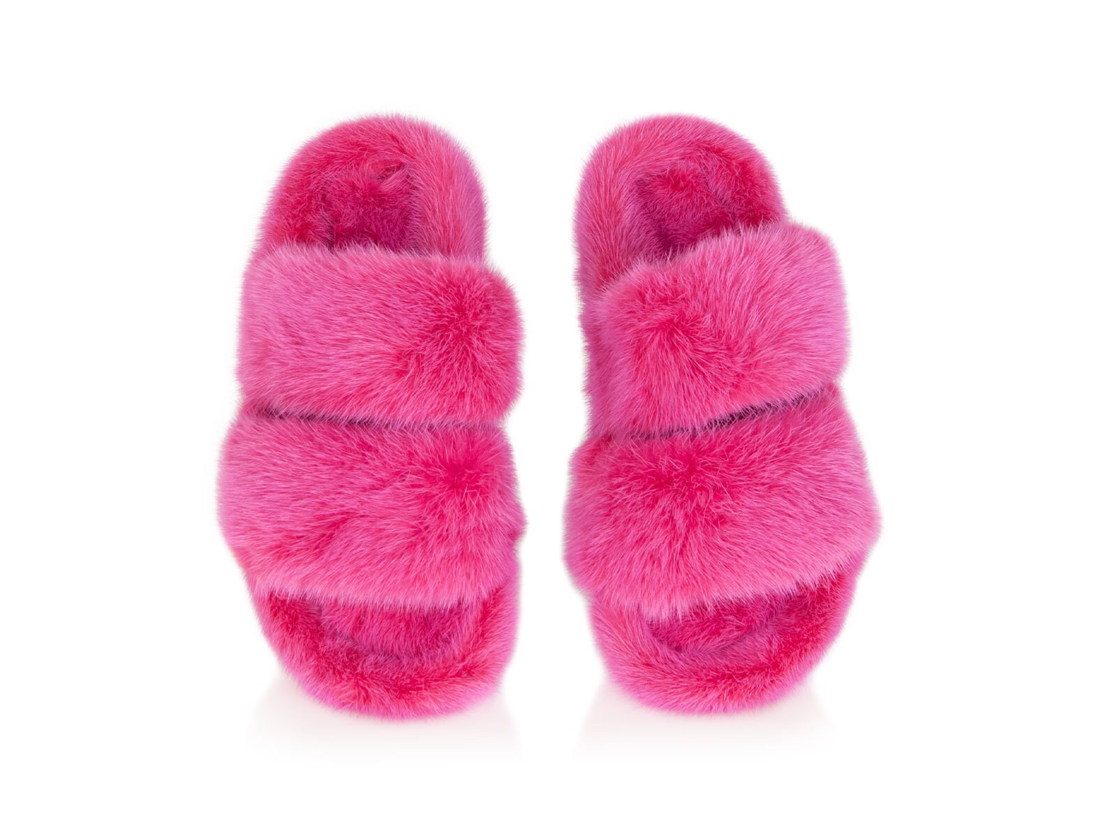 Pink Real Mink Fur Slippers Slides Fur Sandals Personalized Initial Gift  for her