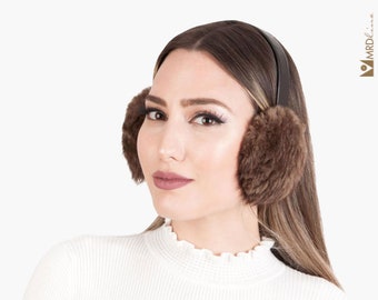 Beaver Fur Earmuffs in black and brown colors for Ladies