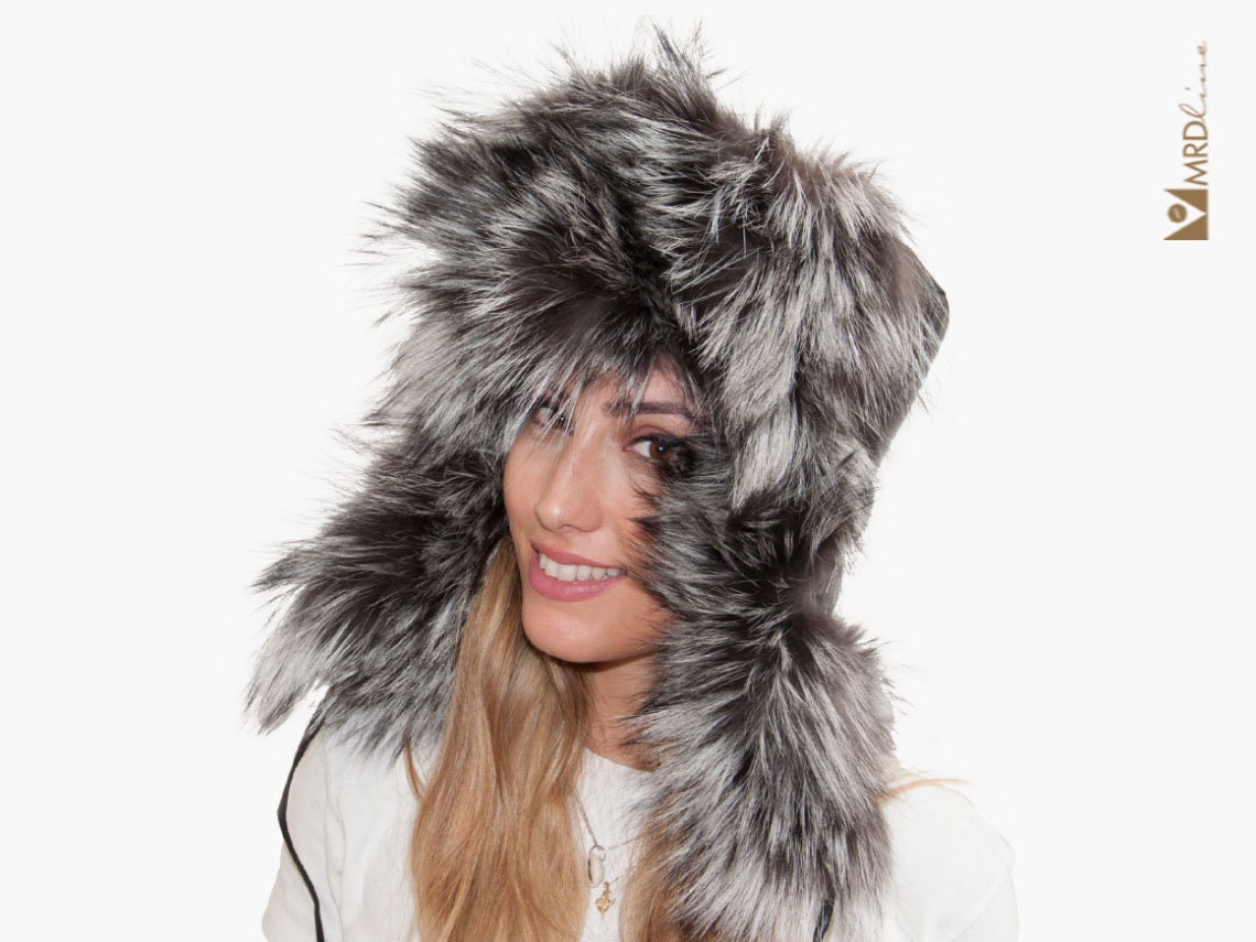 Lamb Leather Hat with Silver Fox Fur Lamb Leather Hat with Silver Fox Fur - A.J. Ugent Furs % main image 4