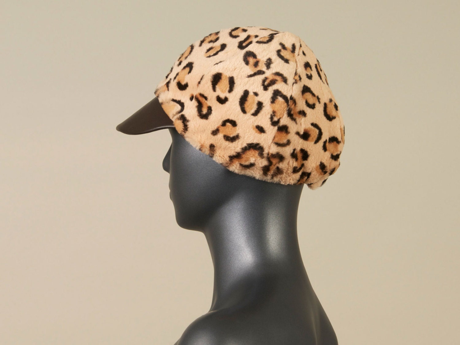Leopard Print Rabbit Fur Hat Fluffy Hat - Beige/leopard print - Ladies | H&M US main image 2