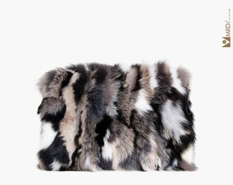 Fur Handbags Made of Fox Fur and Lambskin for Ladies. Women's fur Clutch. Women's purse. Gift for her.