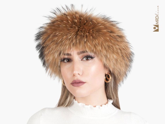 Genuine Fur Finnish Raccoon Head Band Real Finn Raccoon Fur Headband, Fur Headband, Fur Scarf, Fur  main image 3
