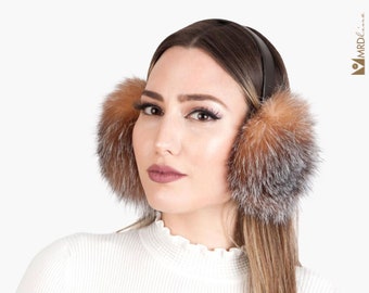 Crystal Fox Fur Earmuffs for Ladies