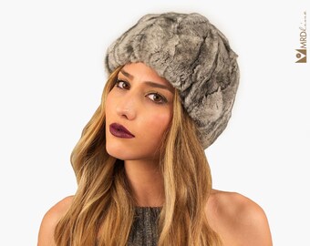 Cappello In Vera Pelliccia Di Cincillà – Nero – Taglia Unica – Elegante E Caldo – Modello ST10