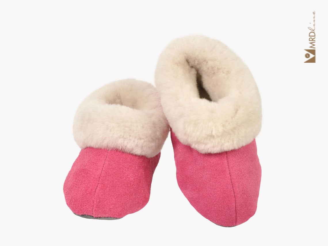  Getalty Kids Real Fox Fur Slipers Outdoor Slides Slip On  Sandals Pink Color Shoes (Kid US Size 1)