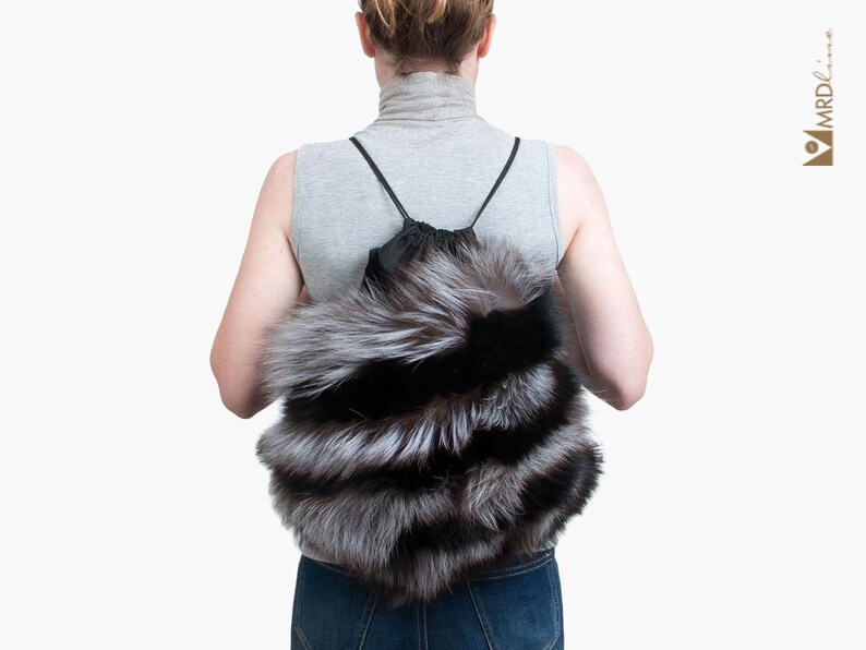 Silber Fuchs Pelz Rucksack Pelz Rucksack Schwarzer Pelz Etsy