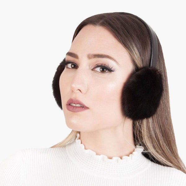 Mink Fur Earmuffs in black and brown colours for Ladies