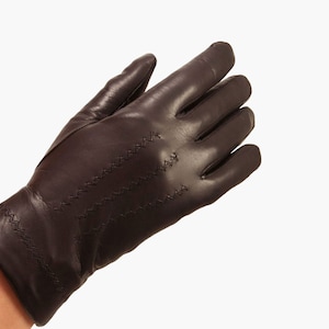 Handmade brown lambskin leather gloves, for women with wool lining. Winter gloves. Warm gloves. Really soft warm and elegant. Gift for her.