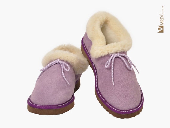 purple sheepskin slippers