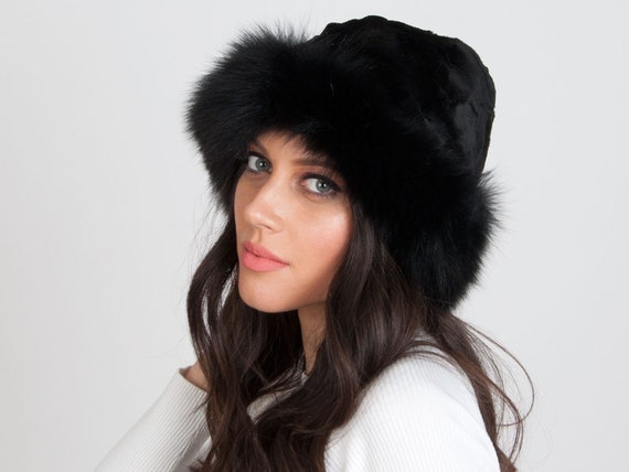 BLACK FAUX FUR MINK CLOCHE Women main image 4
