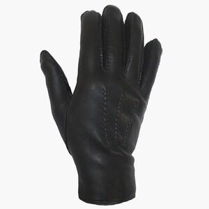 Handmade black lambskin leather gloves for men. Winter gloves. Elegant gloves. Really soft, warm, and elegant. Gift for him.