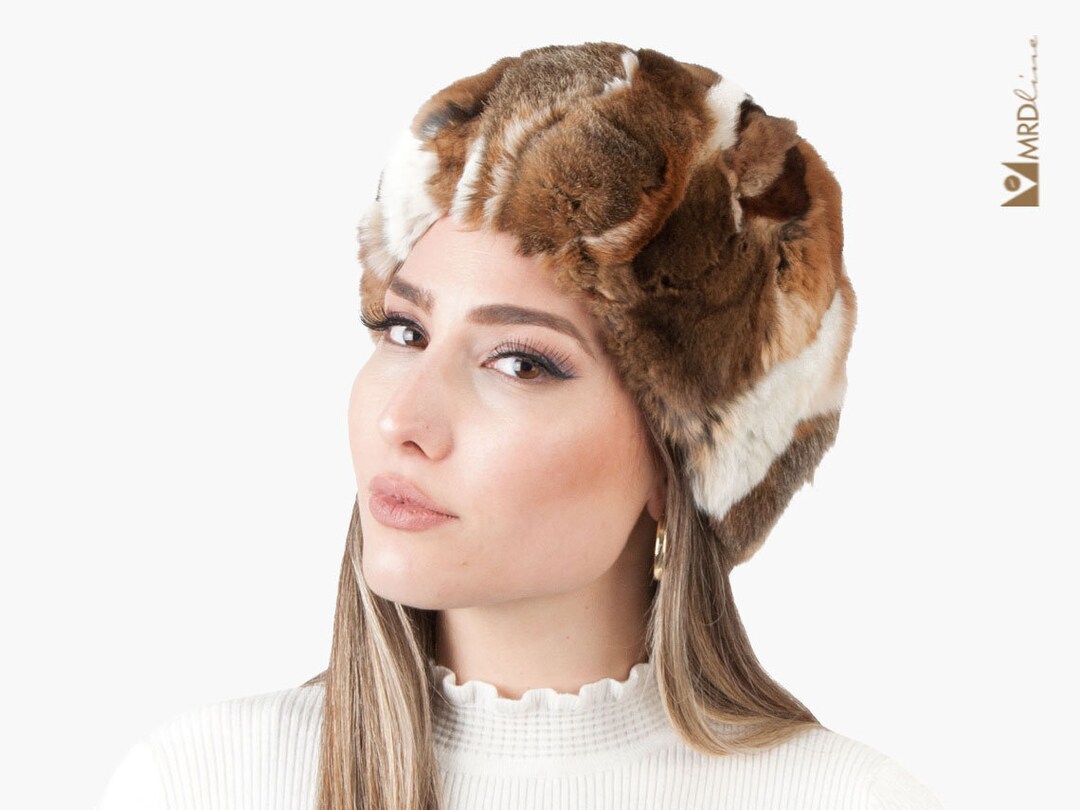 Brown Rex Rabbit Fur Hat. Fur Skull Cap. Rex Rabbit Fur Hat. Fur Hat. Women's Fur Hat. Women Rex
