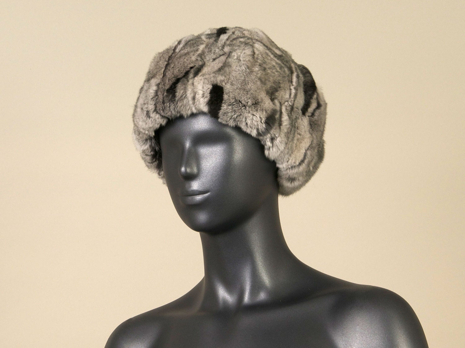 Chinchilla Rex Rabbit Fur Hat. Fur Skull Cap. Rex Rabbit Fur Etsy