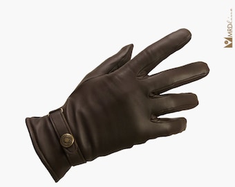 Handgefertigte braune Herrenhandschuhe aus Lammleder mit Wollfutter. Winterhandschuhe. Sehr weich, warm und elegant. Geschenk für Ihn.