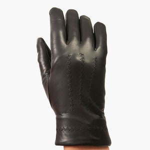 Handmade black lambskin leather gloves, for  women with wool lining. Winter gloves. Really soft warm and elegant. Gift for her.