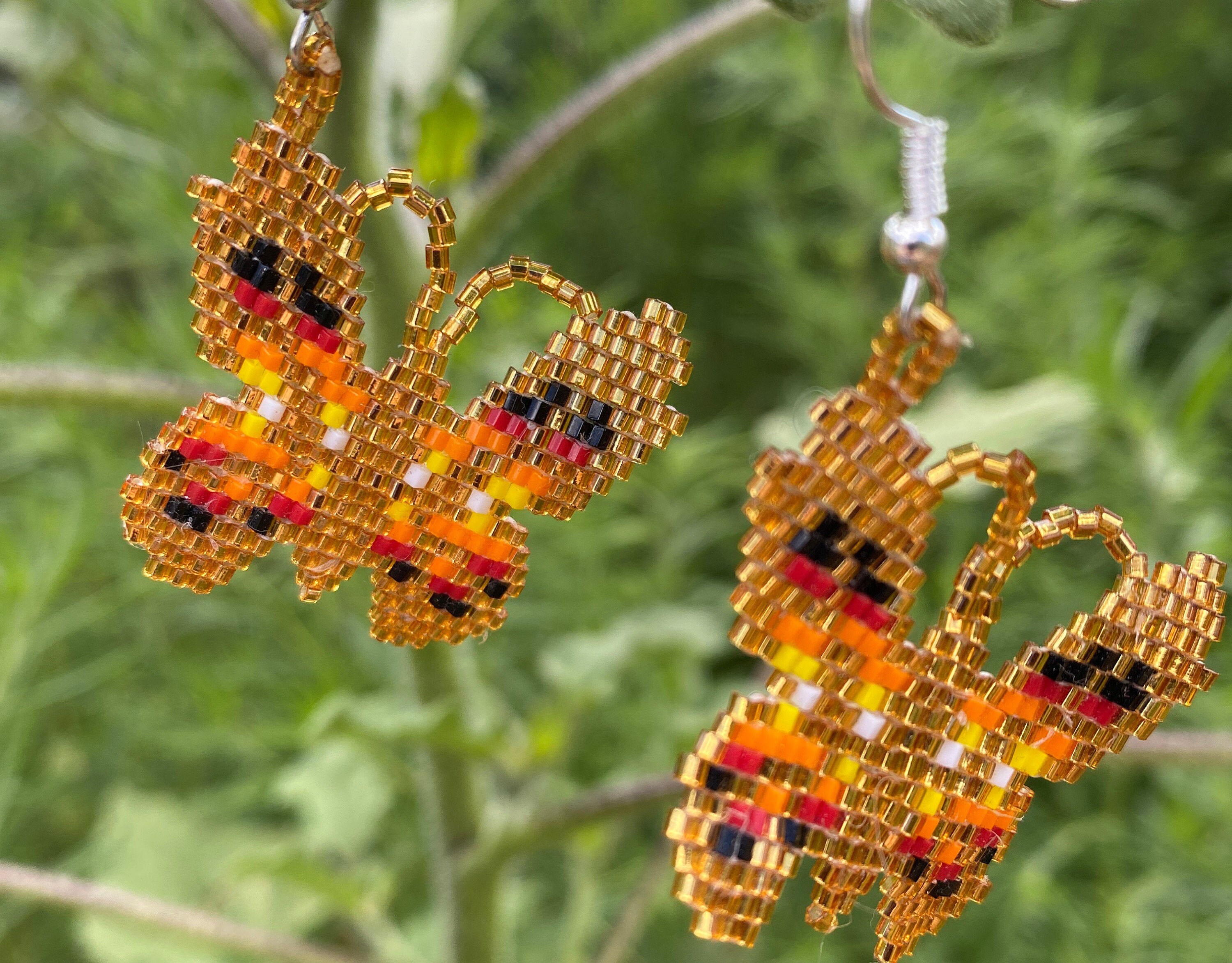 BUTTERFLY BEADED EARRING Native American Made by Navajo Julie Etsy UK