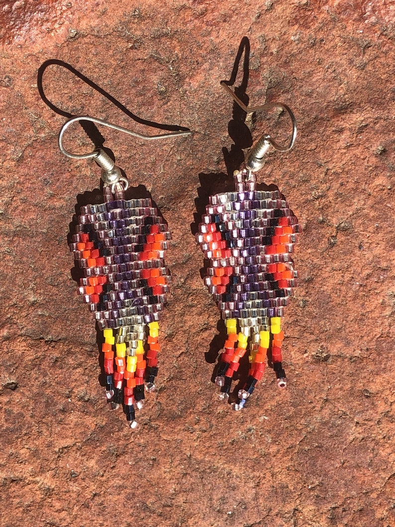 BEADED BUTTERFLY EARRINGS Native American Made Etsy