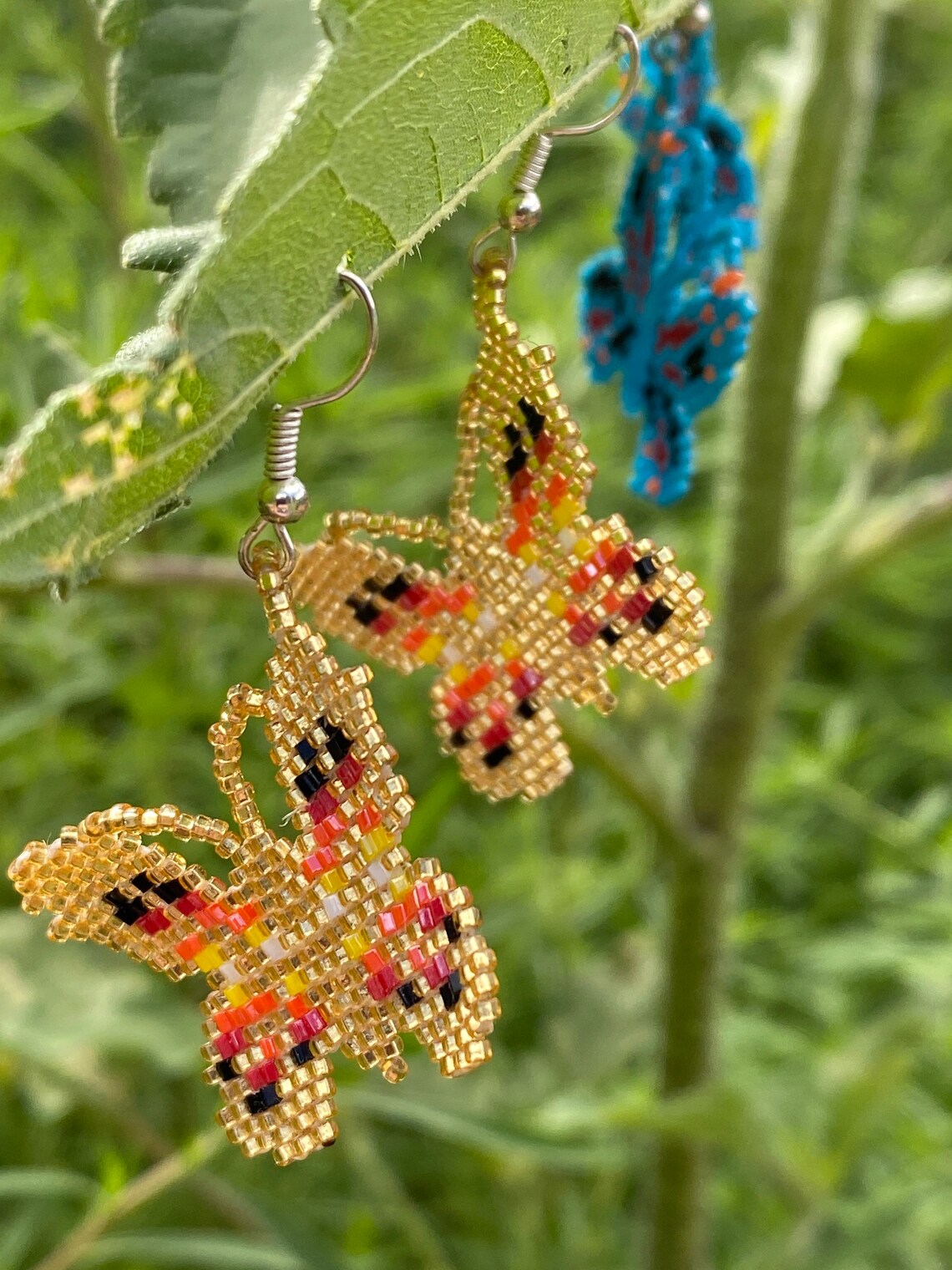 BEADED BUTTERFLY EARRINGS Native American Made by Navajo Julia Etsy