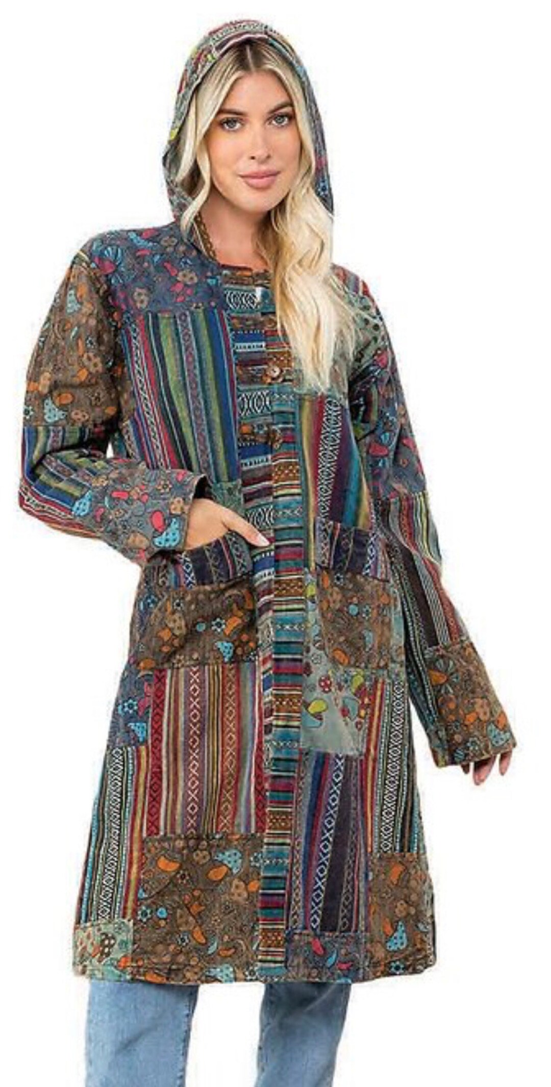 HIPPIE PATCHWORK Jacket Mushroom Eco Cotton Boho Hippie Unisex Choose