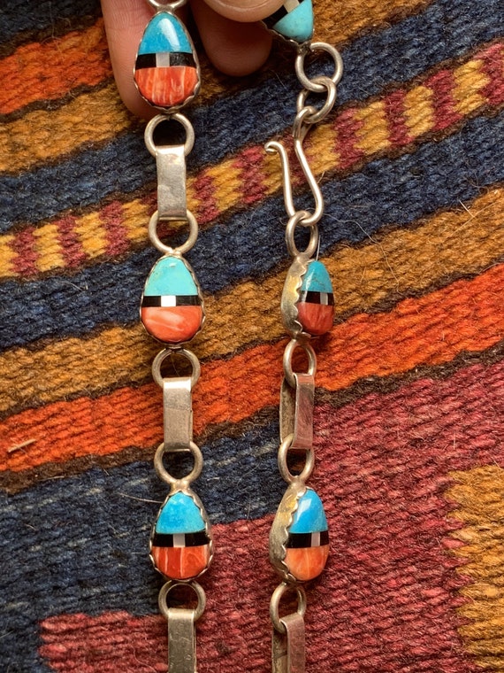 VINTAGE ZUNI NECKLACE Rare Native American Sterling T… Gem