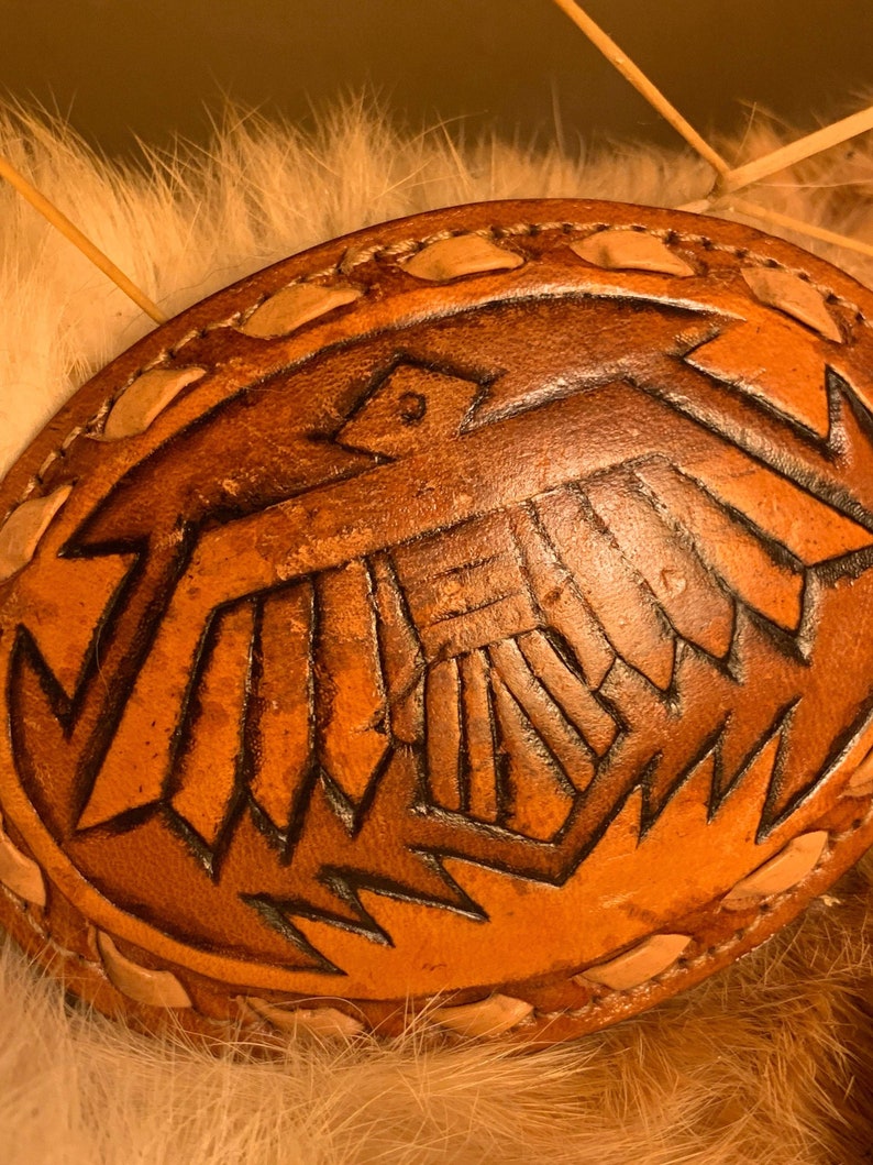 LEATHER BELT BUCKLE with Eagle Design