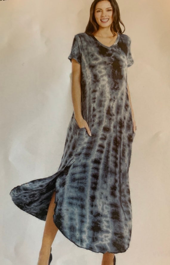 black and white tie dye dress