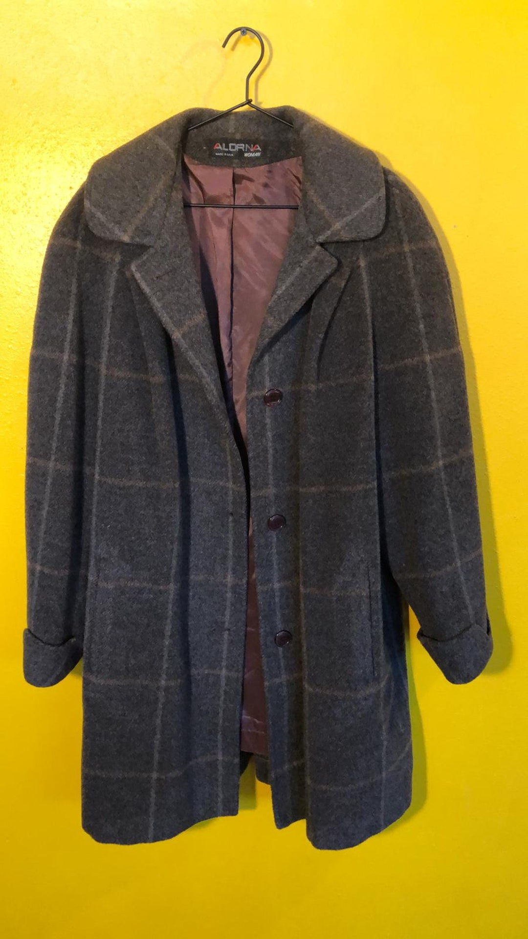 VINTAGE WOOL COAT Plaid Overcoat Winter Clothing Vintage Etsy
