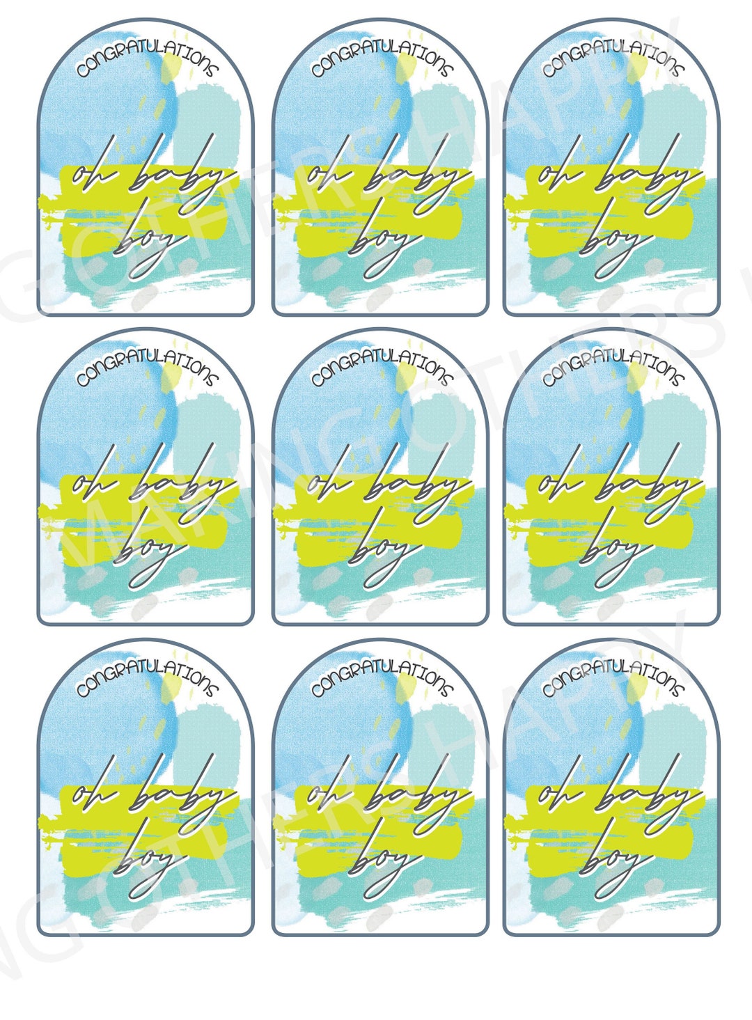 Oh Baby Boy Printable Stickers PDF Instant Download - Etsy