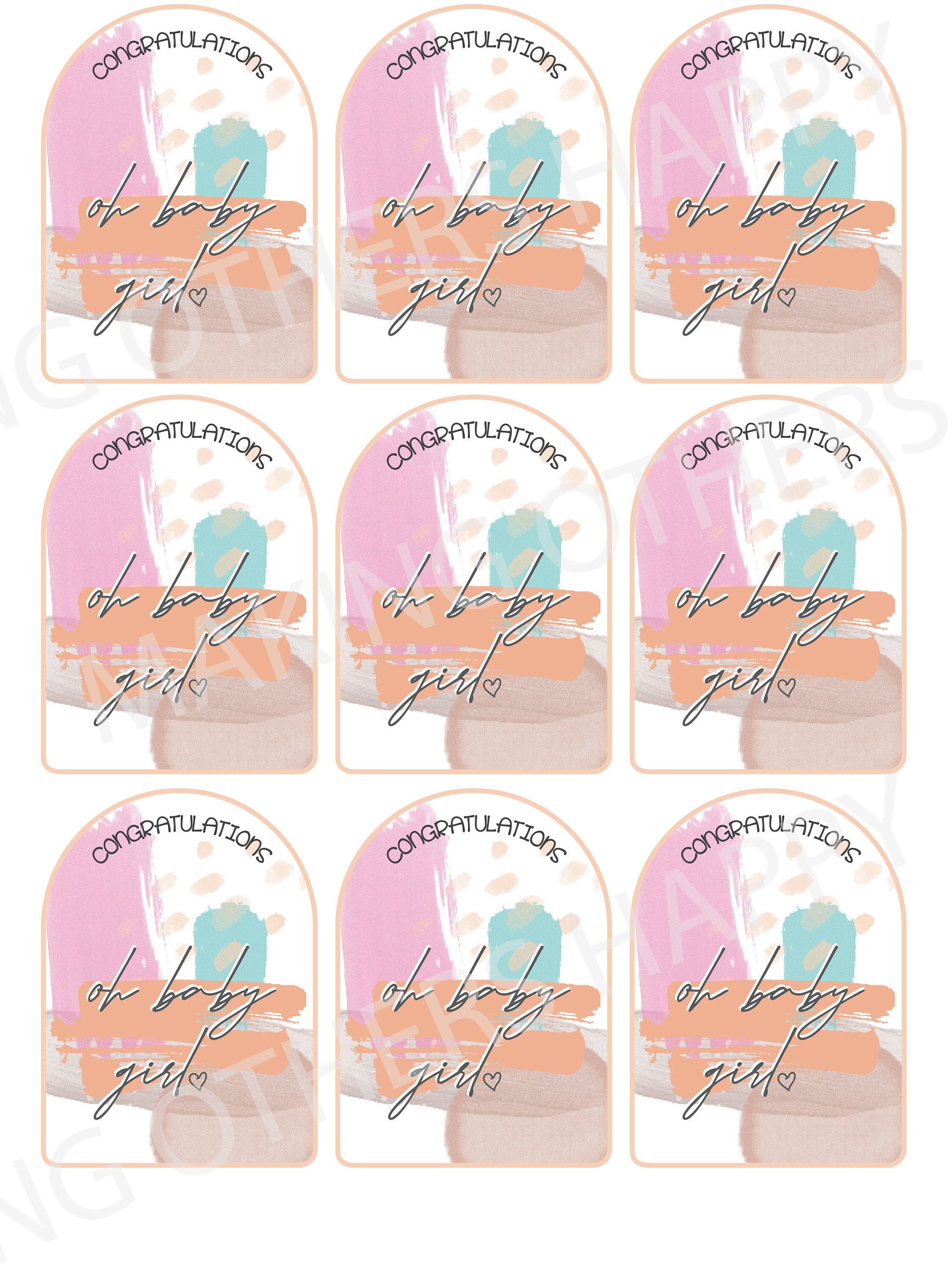 Oh Baby Girl Printable Stickers Instant Download PDF - Etsy