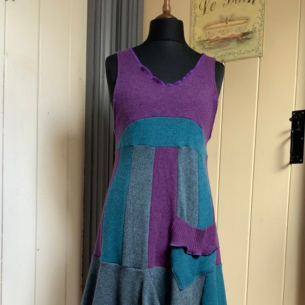 Ladies Upcycled Pinafore Dress. Made From Preloved Lambswool