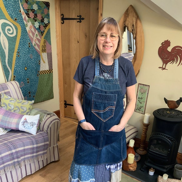 Ladies Upcycled Denim Apron.