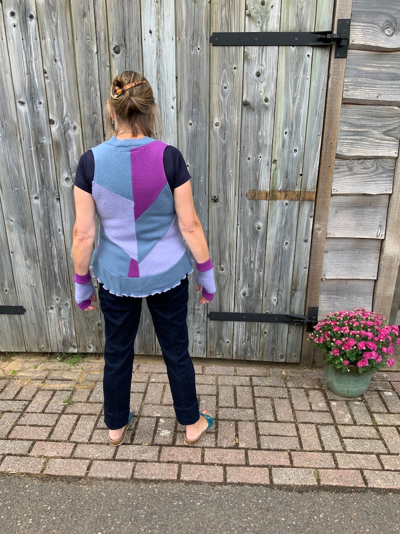 Upcycled 100/% Cashmere WaistcoatVest with Matching Wristwarmers